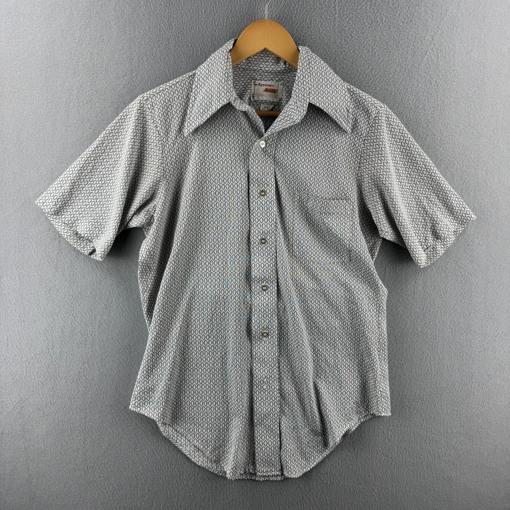 Vintage Arrow Shirt Mens 15 Fits Small‎ Short Sleeve Dagger Collar 60s 70s